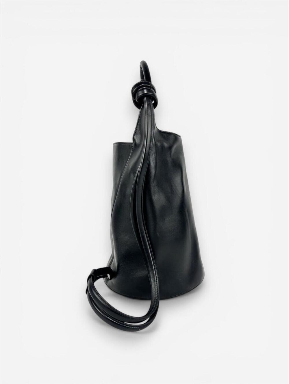 Jacquemus Le Tourni Black Calf Leather Bucket Tote Knotted Handle | NWT - Picture 5 of 8